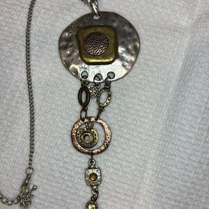Mixed Metal Statement Necklace Pendant